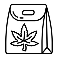 Ready to Deliver Bedrocan vector outline design, hallucinogen and stimulant symbol, thca and cbda sign, psychoactive nature drug stock illustration, Dried flower buds Packaging concept