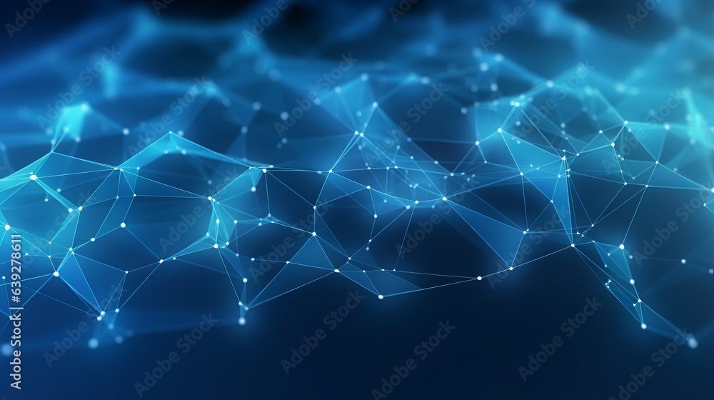 Poster abstract blue background. network connection structure. grid.
