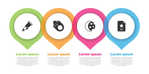 Set Telescope, Comet, Eclipse of the sun and Star constellation zodiac. Business infographic template. Vector