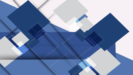 Abstract geometry template with blue white shapes