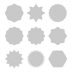 Set of vector starburst.Starburst shape set. Vector burst icon. Promotional badge.Bursting icon.Sunburst seamless sticker collection.