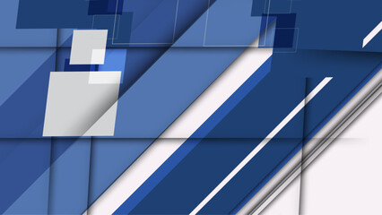 Abstract geometry template with blue white shapes