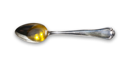 olive oil in a silver spoon