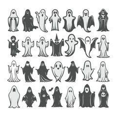Halloween ghost  silhouette icon set for logo