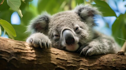 Koala resting in a eucalyptus tree
