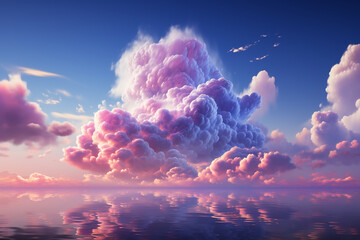 colorful clouds floating under the blue sky. AI generative
