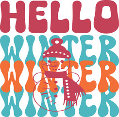 Happy Winter Days retro svg design bundle and eps file