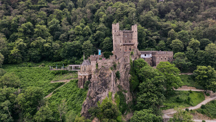 German Medieval Castle Hotel from above Drone 4K