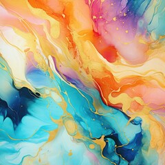 colorful painted background with golden details. vibrant colors. 
