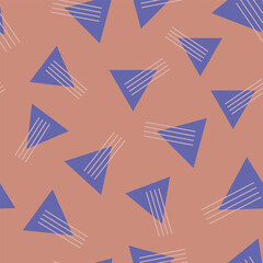 Vector violet triangles lines orange repeat pattern