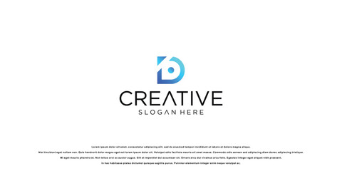 Simple abstract letter D logo design with modern concept| premium vector