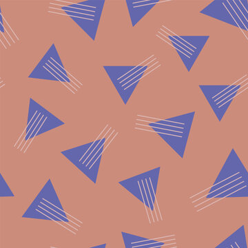 Vector violet triangles lines orange repeat pattern