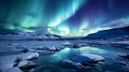 Frozen tundra under the Northern Lights.cool wallpaper	