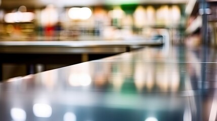 Fototapeta premium stainless steel texture table in kitchen background