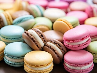 Fototapeta na wymiar Assorted French Macarons