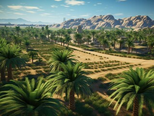 Fototapeta na wymiar Oasis Date Palm Plantation