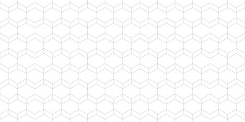 Vector minimalist seamless pattern. Simple background with thin lines, hexagonal grid, net, mesh, lattice. Abstract geometric minimal white and gray texture. Modern graphic pattern. Subtle geo design