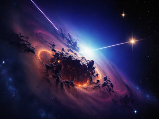 Obraz na płótnie Canvas Ethereal Cosmic Spectacle Celestial Streaks the Starry Universe