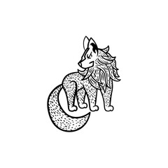 Retro vintage wild wolf logo design template