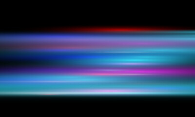 The light effect design. Vector blur in the light of radiance. Light and stripes moving fast over dark background. Element of decor. Horizontal rays of light.	