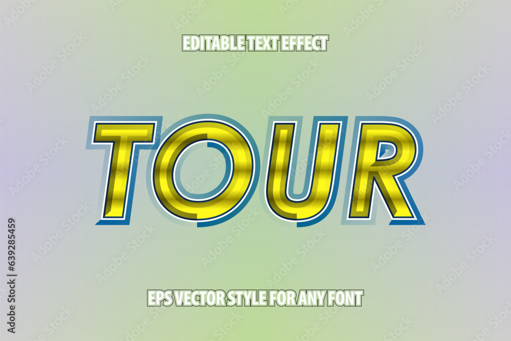 Poster editable color text effect for design with gradient outline and fill