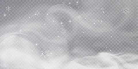 Vector texture Cold winter wind. On a transparent background. Christmas cold snow effect.	