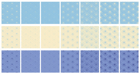 ラフなテイストの青海波のパターン素材セット