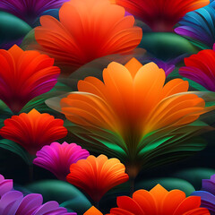 A group colorful flowers design  on a blue background