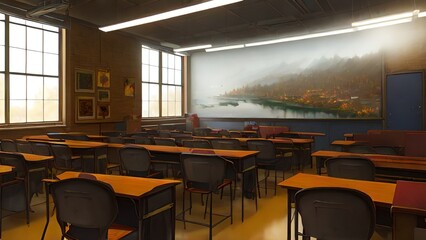 Classroom atmosphere in the morning or after school, good quality, background