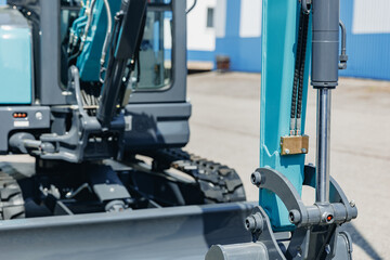 Fototapeta premium Closeup Industrial hydraulic hose system equipment on excavator