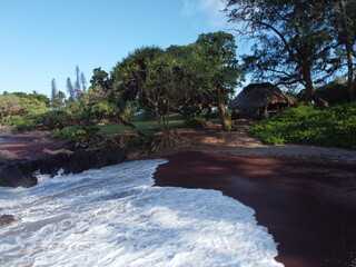 Waves hitting the beach in Maui, Hawaii