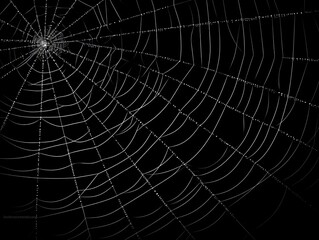 Cobweb collection isolated on black transparent background. Halloween design web, AI generator