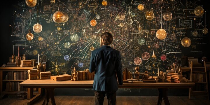 teacher teaching life skills to teenagers. teacher with blackboard. teacher day