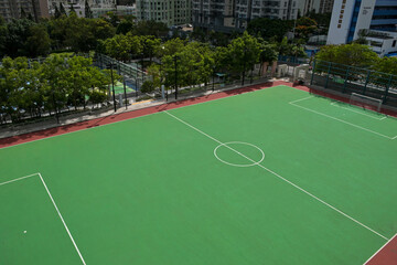 Empty soccer field with no one around