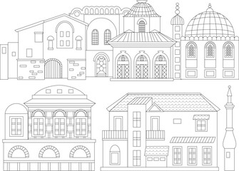 coloring book page for adult and children. collection of europea