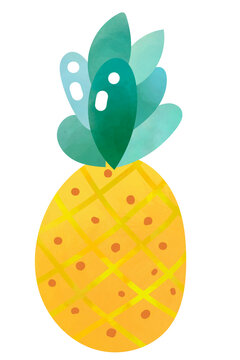 Exotique ananas fruit, &eacute;l&eacute;ment botanique &eacute;t&eacute;, clipart aliments