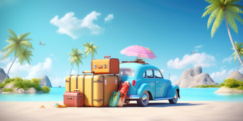 Obraz premium Ready for summer vacation, travel background