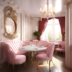 Wedding interior of romantic restaurant, modern design, classic style