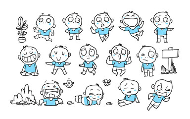 Vector illustration design various design of various action of cartoon kids.