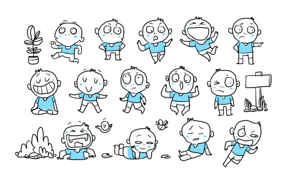 Vector illustration design various design of various action of cartoon kids.