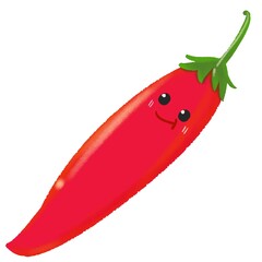 red hot chili pepper on white background. doodle ,cartoon character.