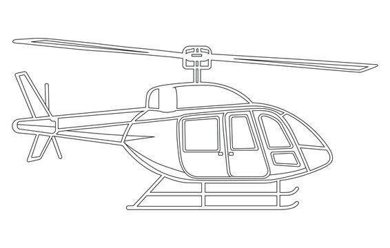 recommend clip art: Helicopter Icon Outline Vector illustration, Outline drawing of helicopter, Helicopter icon in thin outline style,
