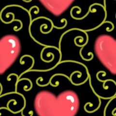 cute kawaii style hearts seamless abstract pattern background fabric fashion design print digital illustration art texture textile wallpaper colorful apparel image wrapping paper