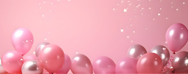 Festive sweet pink balloons background banner celebration theme