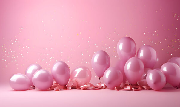 Festive sweet pink balloons background banner celebration theme