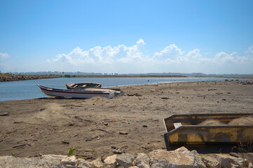 Barranquilla, Colombia - January 3 2023: Landscape of a beach in Barranquilla near Bocas de Cenizas. Colombia.