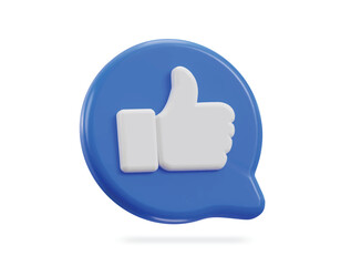 3d thumbs up social media like icon vector illustration