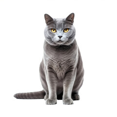 Chat Chartreux en transparence, sans background