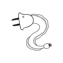 Hand drawn funny eel charger Mascot Character Vector illustration color children cartoon 