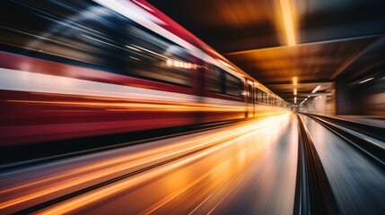 Fototapeta na wymiar Subway train in motion. Generative AI
